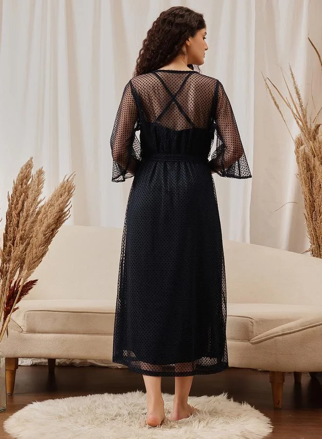 Clovia  Pack of 2 - Lace Trim Satin Robe and Slip Dress for Women | Best Price UAE